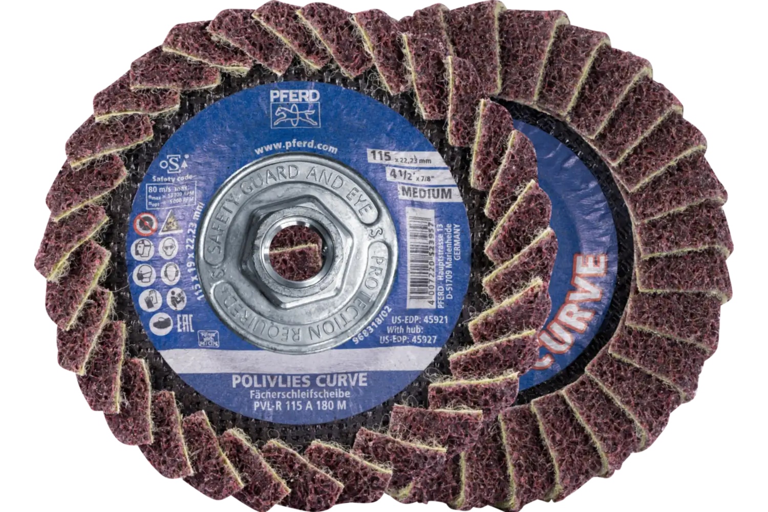 Picture of Pferd Flap Disc, PVL-R, Polivlies® Curve, 4-1/2" x 5/8-11, Coarse, Aluminum oxide